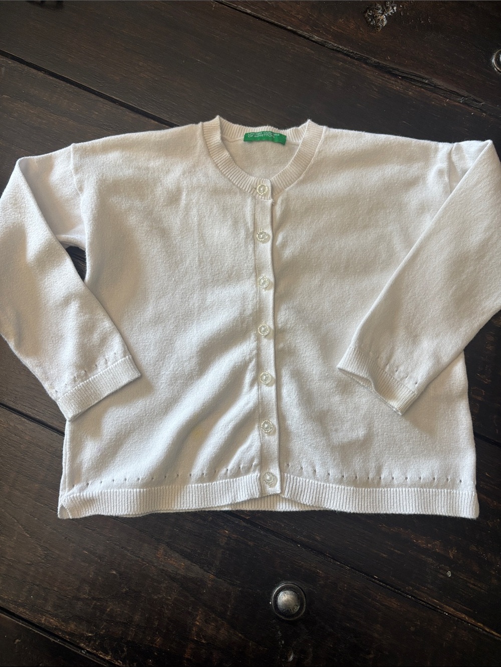 United Colors Of Benetton White Girls' Button Front Cardigan